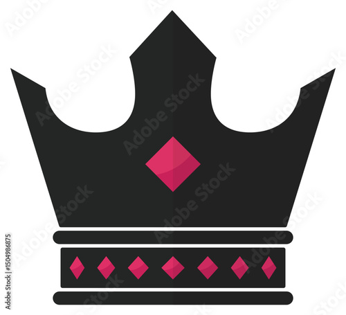 Flat icon of king crown isolated on white background.