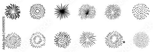 firework, starburst hand drawn, vector illustration. Free Vector. editable