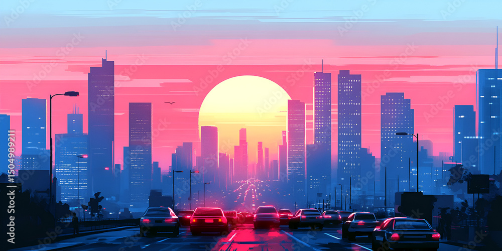 Obraz premium skyline at sunset