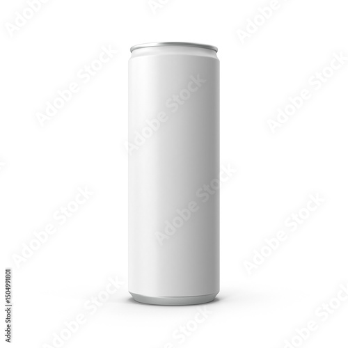 White Aluminum Beverage Can Isolated on Transparent Background