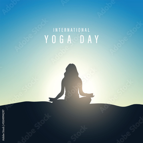 international yoga day. yoga at morning. Woman practicing yoga. vector illustration design