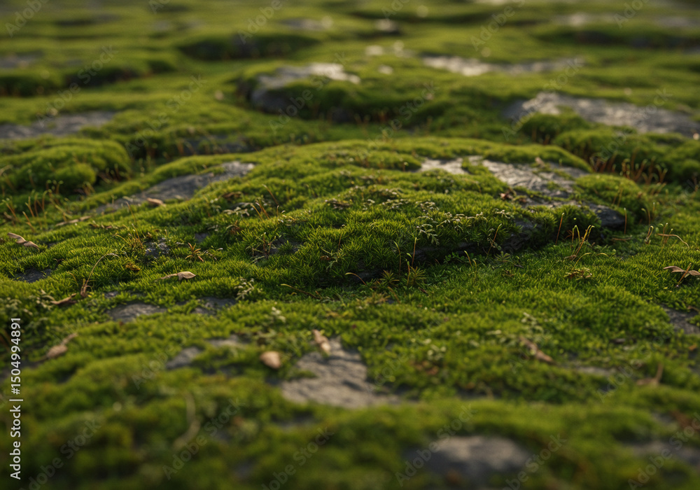 Lush Green Moss Blanketing Ancient Rocks Lush Green Moss Blanketing Ancient Rocks