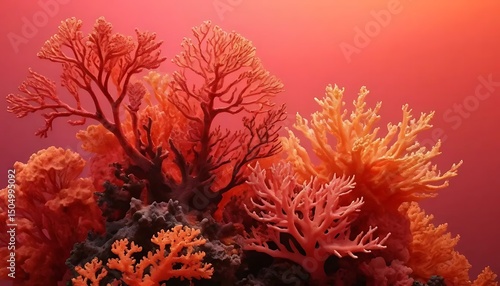 Fototapeta Naklejka Na Ścianę i Meble -  A vibrant collection of coral formations in warm tones evokes feelings of depth and tranquility.