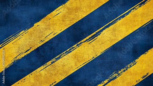 Blue and yellow grunge diagonal stripes textured background