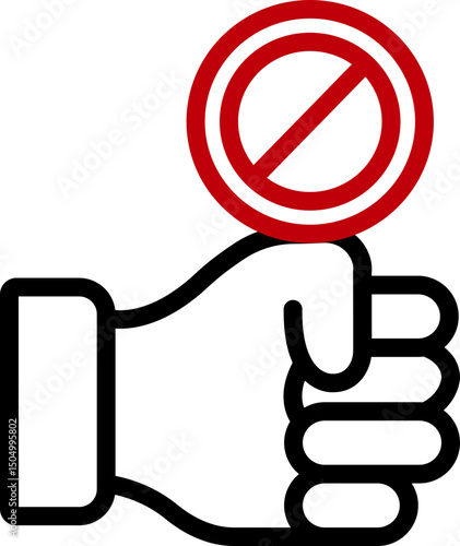 Hand stop Society stereotype icon in line style. isolated on transparent background