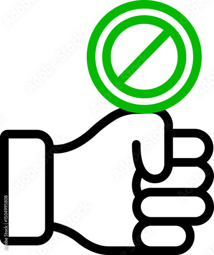 Hand stop Society stereotype icon in line style. isolated on transparent background