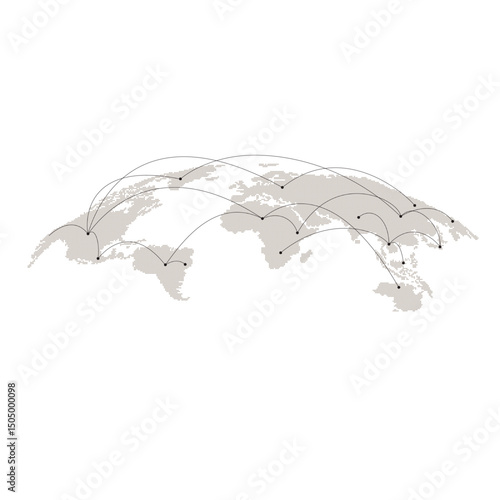 World map global communication, connection. Map made from circles. vector illustration