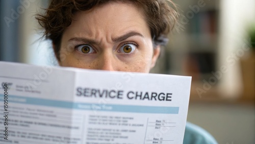 Citizen hidden tax concept. A person looks shocked while reading a bill labeled 