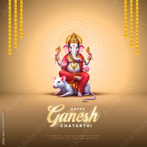 Lord Ganpati on Ganesh Chaturthi background. abstract vector illustration design background. Ganesh Chaturthi social media banner design with Lord Ganesh Vector.