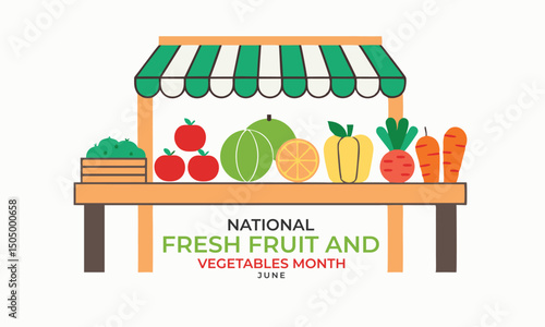 National Fresh Fruit and Vegetables Month. Fresh Fruit illustration background.