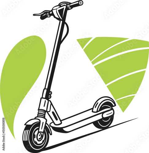 electric scooter with green eco background design