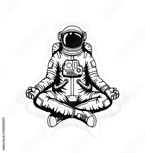 Astronaut in Meditation Pose Clipart