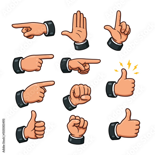 Hand gestures line icons. Handshake, Clapping hands, Victory. Horns, Thumb up finger, drag and drop icons. Donation hand gestures, middle finger, palm. Helping hand, ok sign. Vector