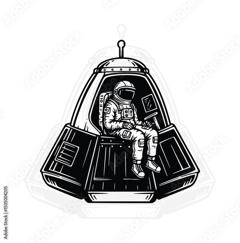 Astronaut in Space Capsule Illustration