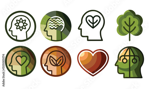 Stress and Mental Health Line Icon Set