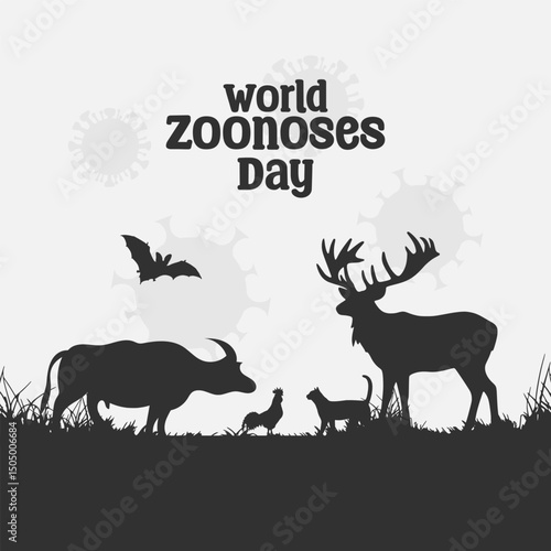 Vector graphic of World Zoonoses Day for World Zoonoses Day celebration.