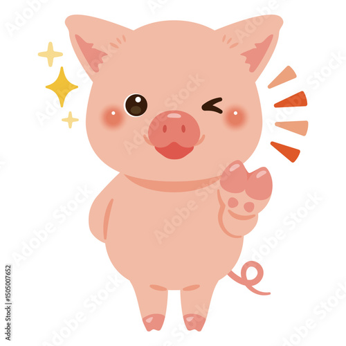 グッドサインを出すブタのキャラクターイラスト