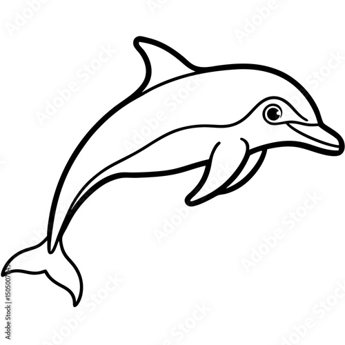 Simple Bottlenose Dolphin Vector on White