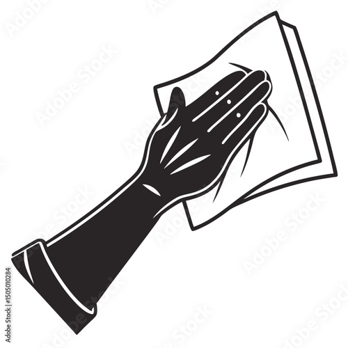 Hand Wiping Surface with Cleaning Cloth