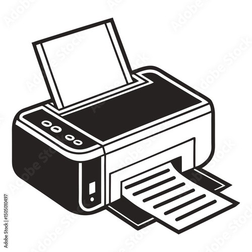 "Modern Office Printer with Paper"