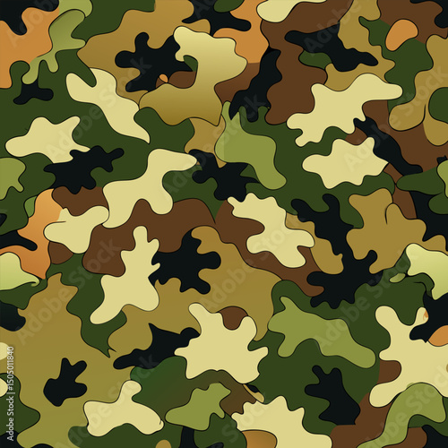 Camouflage Pattern. Military Green and Brown Abstract Texture Background