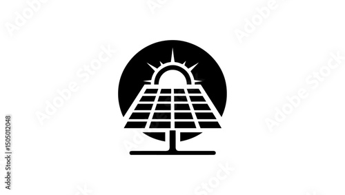 solar panel logo, sunrays, ai solar panel icon, logo, vector, icon, illustration, sign, design, technology, black, computer