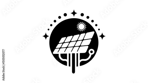 solar panel logo , sunrays, ai solar panel icon, logo, vector 