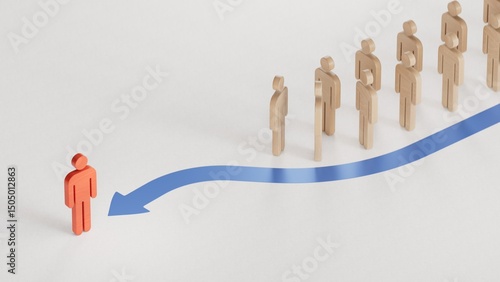 RED pawn passing 3D illustration. VIP pass concept.Leadership with business success concept.3D rendering on white background.