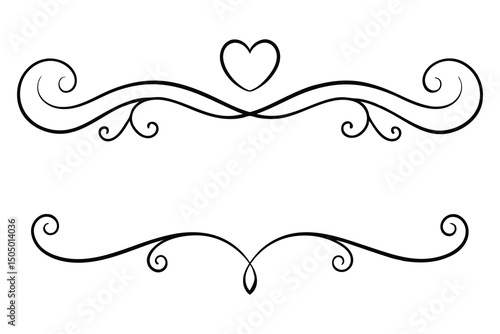 Vintage Heart Flourish Dividers for Romantic Invitations and Elegant Projects

