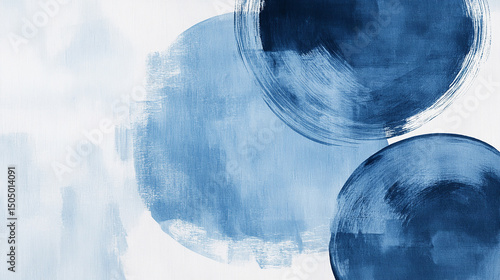 青の水彩画　丸テクスチャー背景イラスト　Generative AI