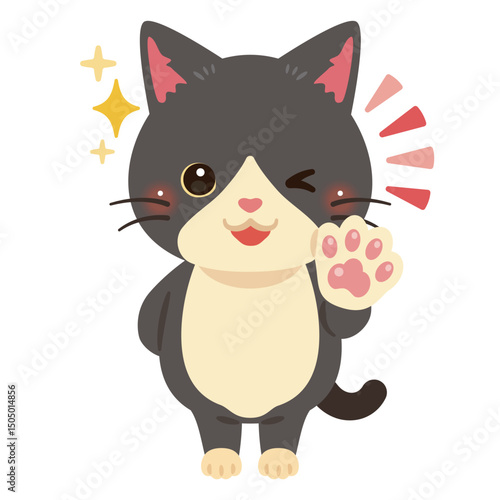 グッドサインを出す猫のキャラクターイラスト