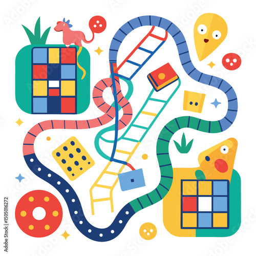 Whimsical Board Game Design Colorful, Playful Illustration