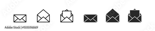 Message set icon. Envelope icon in vector design style. Email sign. Communication graphic symbol.
