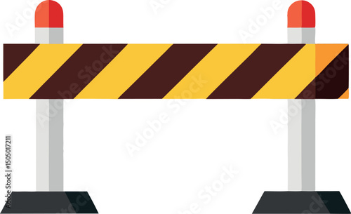 Road Construction Safety Barriers and Traffic Cones Illustration - Roadwork Safety Equipment, Traffic Control Devices, Construction Zone Warning Signs, Road Maintenance Safety Measures, Traffic Manage