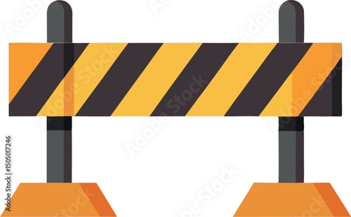 Road Construction Safety Barriers and Traffic Cones Illustration - Roadwork Safety Equipment, Traffic Control Devices, Construction Zone Warning Signs, Road Maintenance Safety Measures, Traffic Manage
