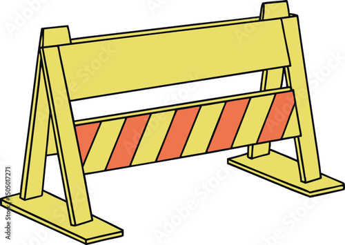 Road Construction Safety Barriers and Traffic Cones Illustration - Roadwork Safety Equipment, Traffic Control Devices, Construction Zone Warning Signs, Road Maintenance Safety Measures, Traffic Manage