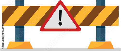 Road Construction Safety Barriers and Traffic Cones Illustration - Roadwork Safety Equipment, Traffic Control Devices, Construction Zone Warning Signs, Road Maintenance Safety Measures, Traffic Manage