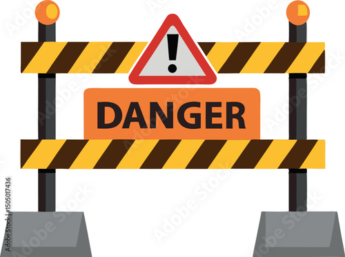 Road Construction Safety Barriers and Traffic Cones Illustration - Roadwork Safety Equipment, Traffic Control Devices, Construction Zone Warning Signs, Road Maintenance Safety Measures, Traffic Manage