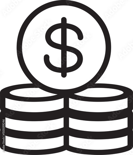 value linear icon black vector illustration