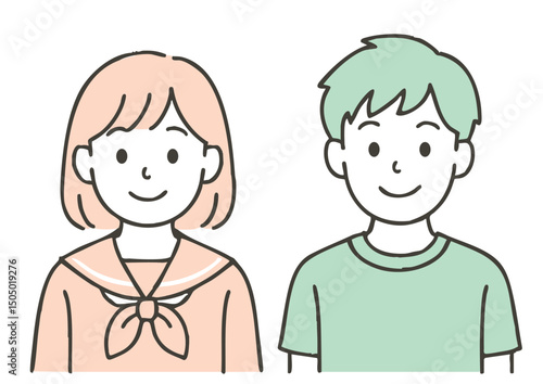 制服の女子学生と私服の男子学生