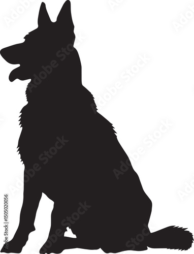 german shepherd silhouette SVG, black and white icon black vector illustration