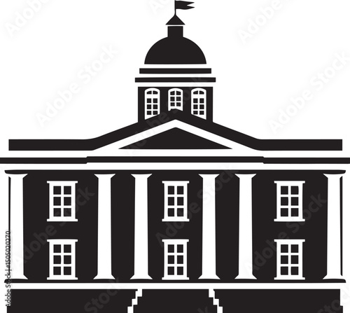 Simple black government building icon icon black vector illustration