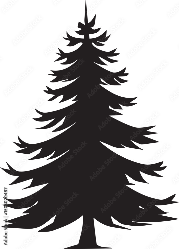 Obraz premium flat pine tree logo, simple clean, black, vector illustration