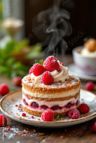 Wallpaper Mural Raspberry Layer Cake with Cream Torontodigital.ca