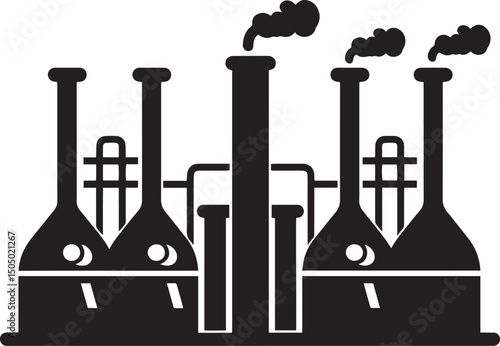 Flat design of a monochrome black icon of a manufacturer on a white background with a minimalistic simplified look icon black on white background,