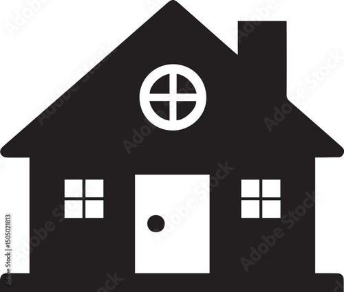 simplifyed minimalistic logo house renter black and white icon black vector illustration
