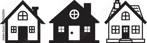 simplifyed minimalistic logo house renter black and white icon black vector illustration