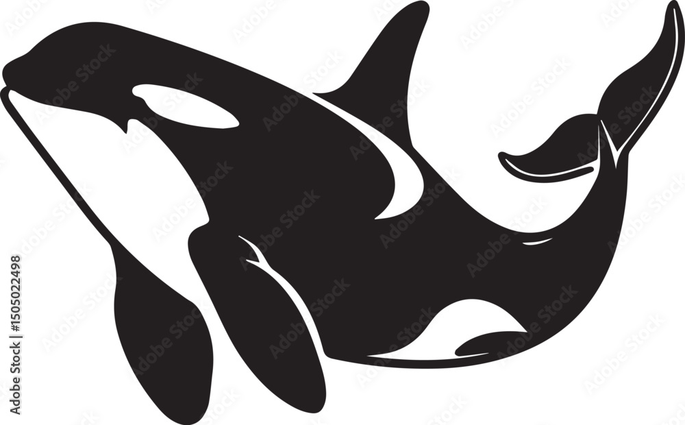 Obraz premium orca whale black and white clours abstract minimalist flat logo design with white background icon black vector illustration