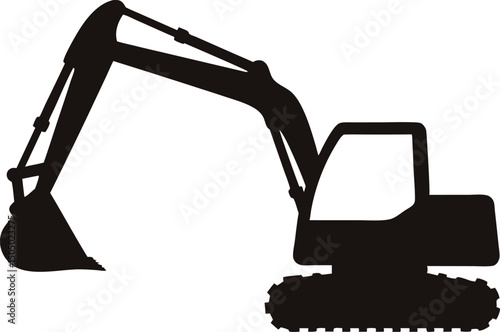 Excavator vector silhouette. Construction excavator vector illustration, Excavator icon
