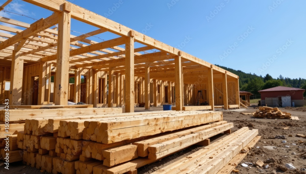 Obraz premium Timber Frame Construction Site